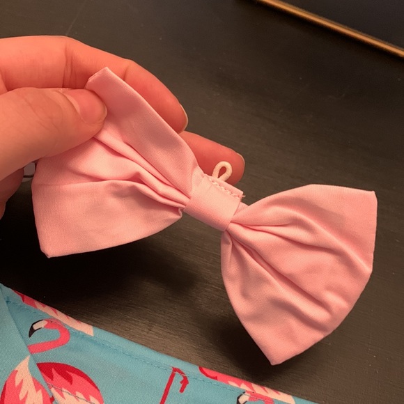 NWT Collared Flamingo Top with Bow tie - Picture 4 of 7
